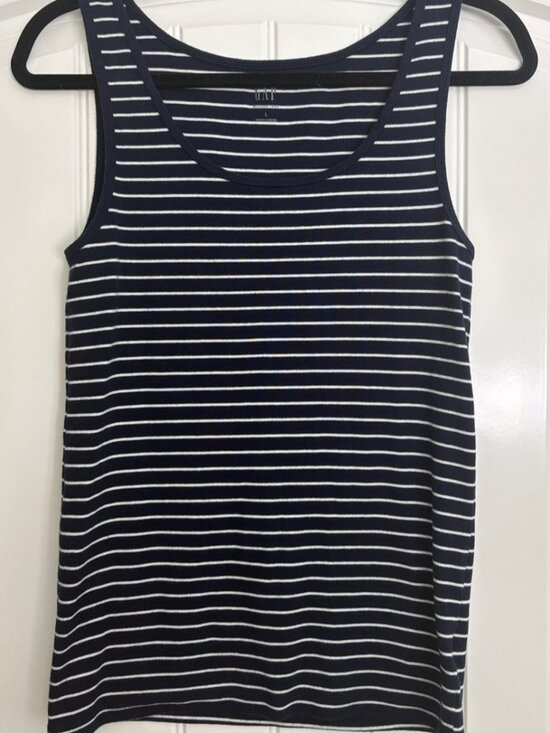 Tops - Navy and White Striped Tank Top